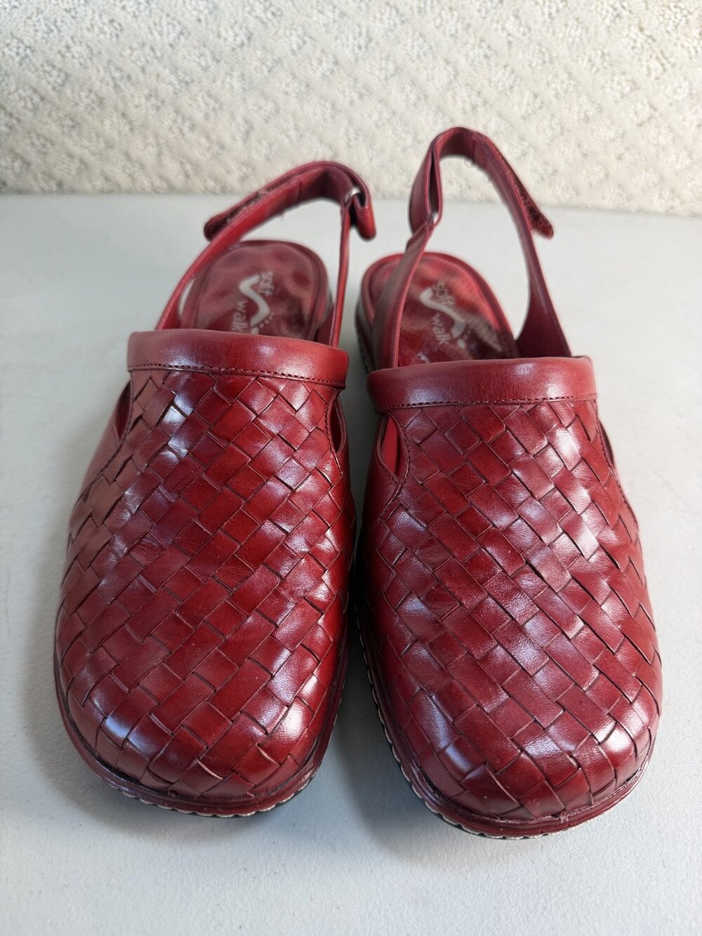 Soft Walk Santa Cruz Womens Slingback Clogs US Red Leather Size 8.5